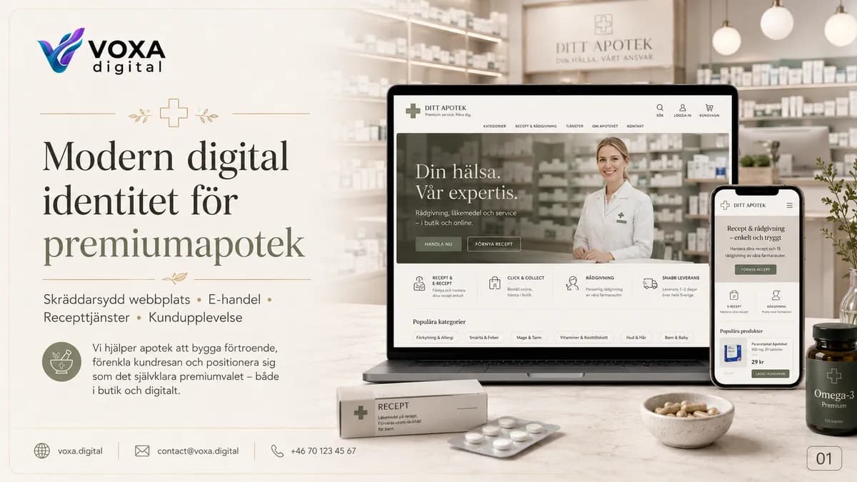 Ditt Apotek — Pharmacy brand & website design by Weva